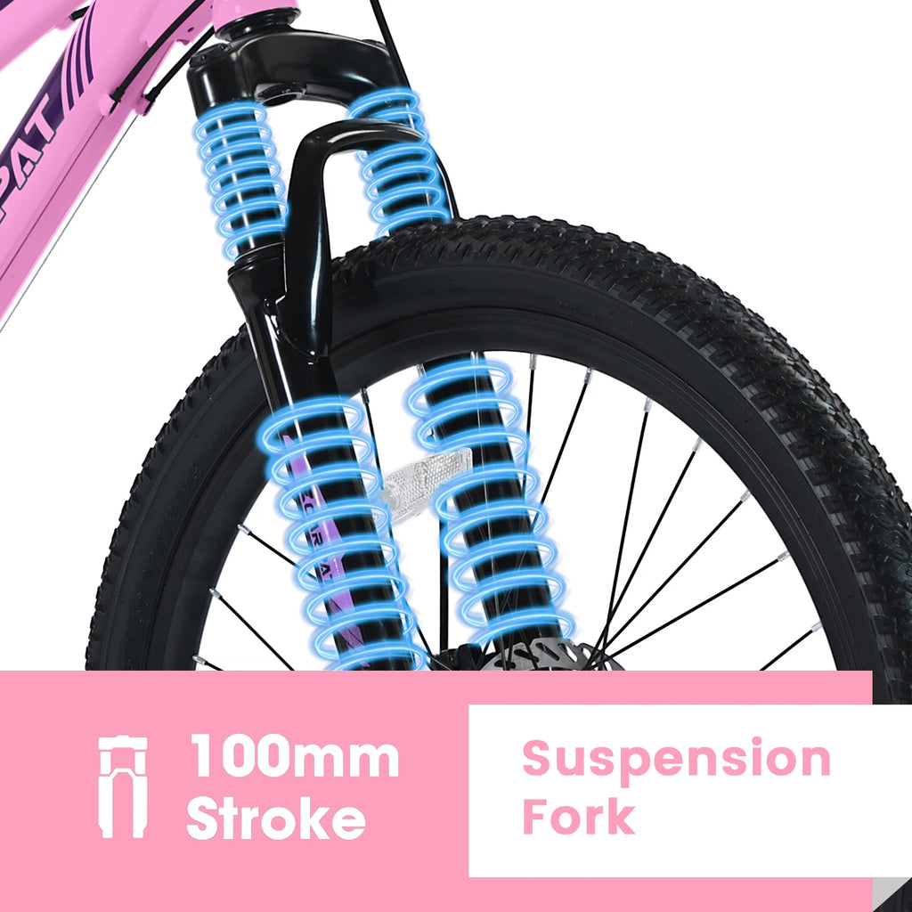 Mountain Bike 24, 26 Inch Wheels, 21-Speed Disc Brake, 15" Steel Frame Front Fork Suspension