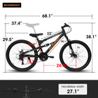 Mountain Bike 26 Inch Wheel, Dual Full Suspension 21-Speed Disc