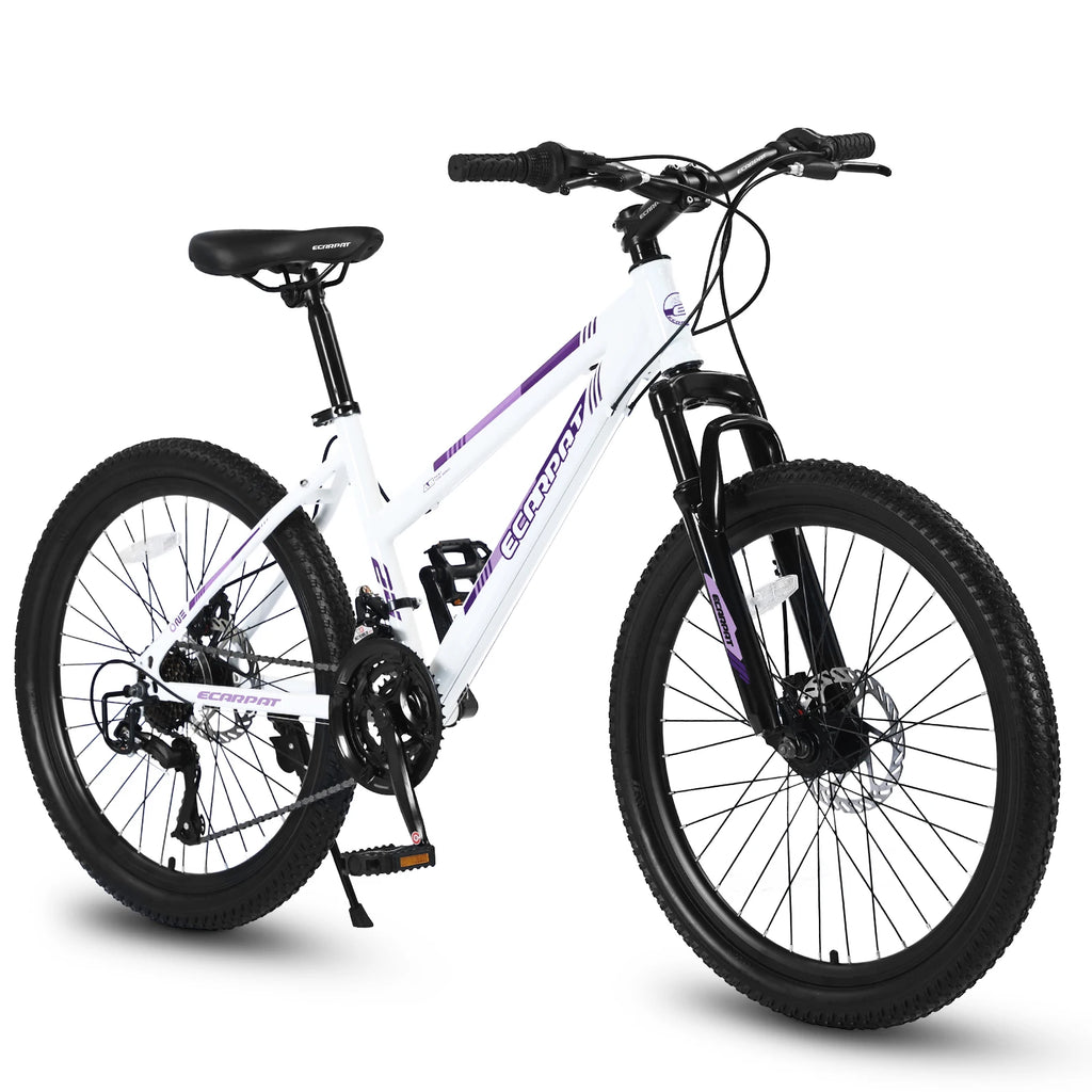 Mountain Bike 24, 26 Inch Wheels, 21-Speed Disc Brake, 15" Steel Frame Front Fork Suspension