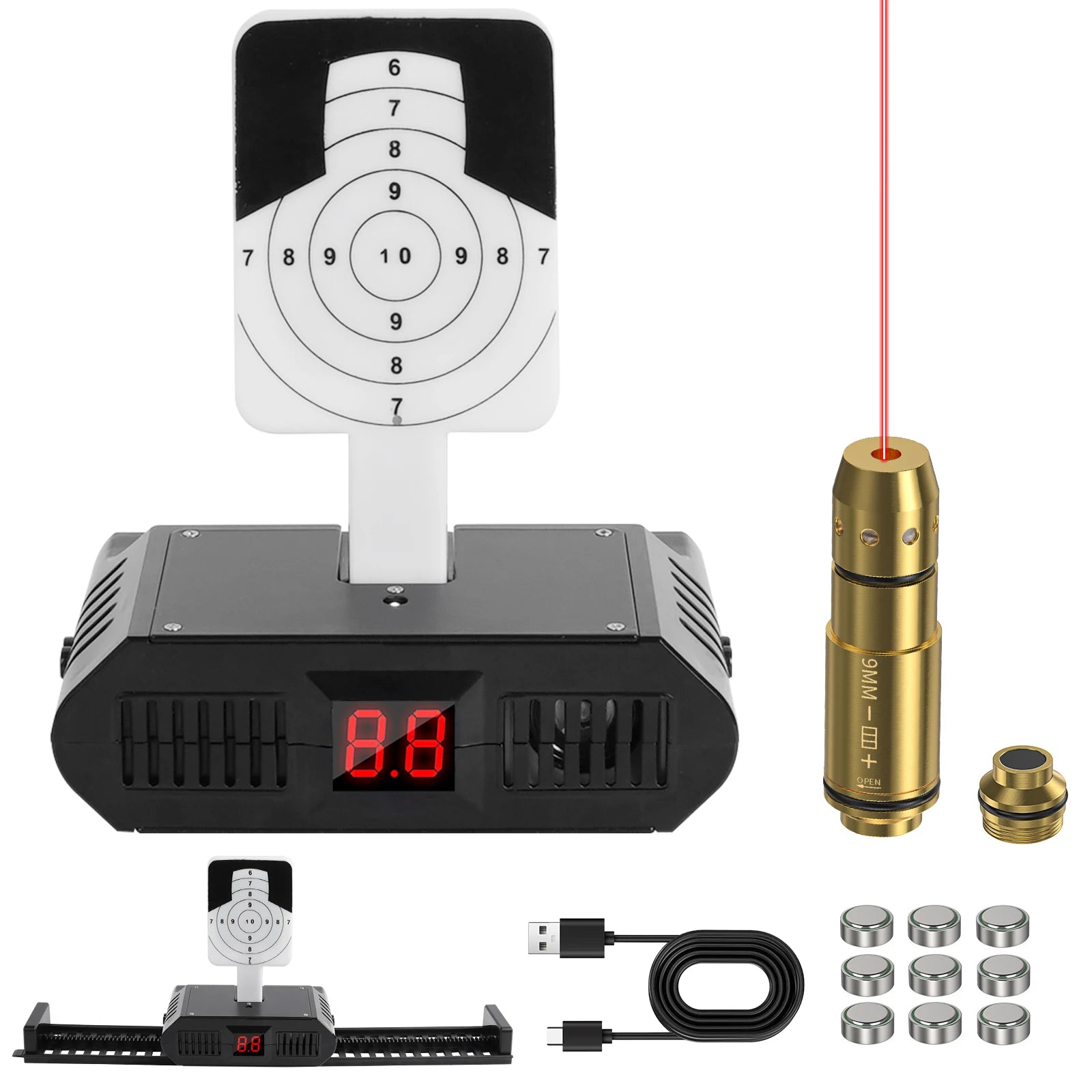 9mm Dry Fire Laser Trainer with Rechargeable Smart Laser Target System