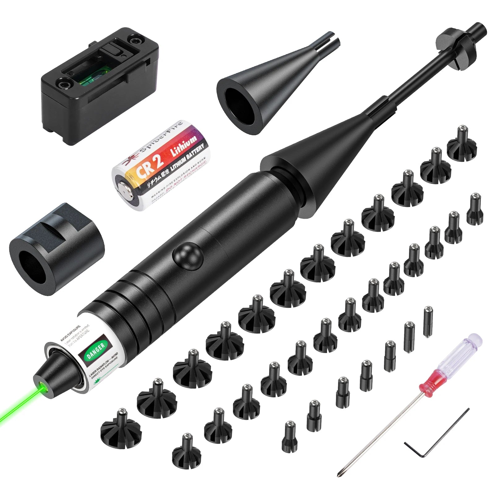 Universal Laser Bore sighter Kit: Green Laser, 32 Adapters