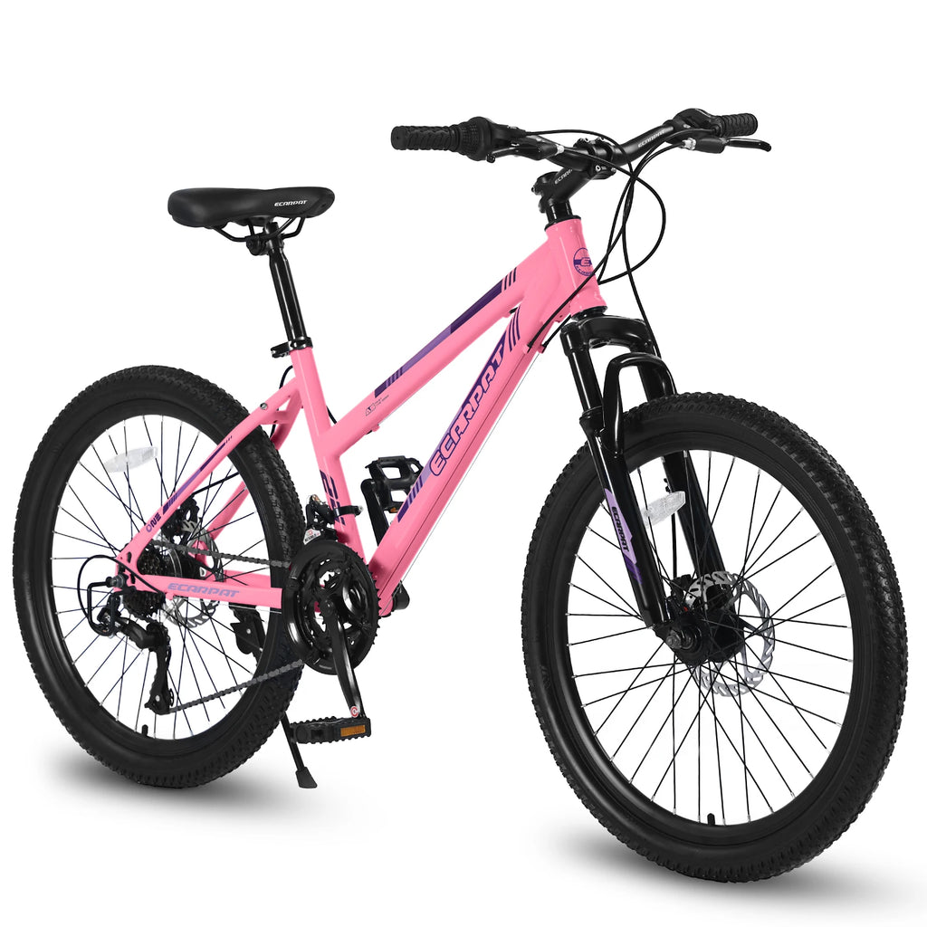 Mountain Bike 24, 26 Inch Wheels, 21-Speed Disc Brake, 15" Steel Frame Front Fork Suspension