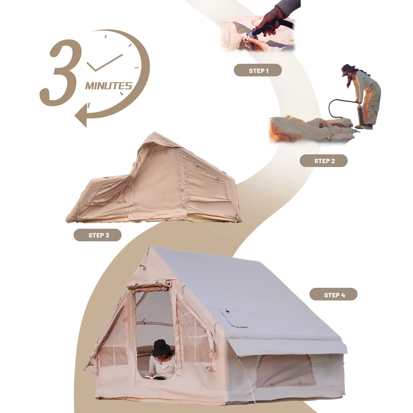 4-8 Person Inflatable Camping Tent