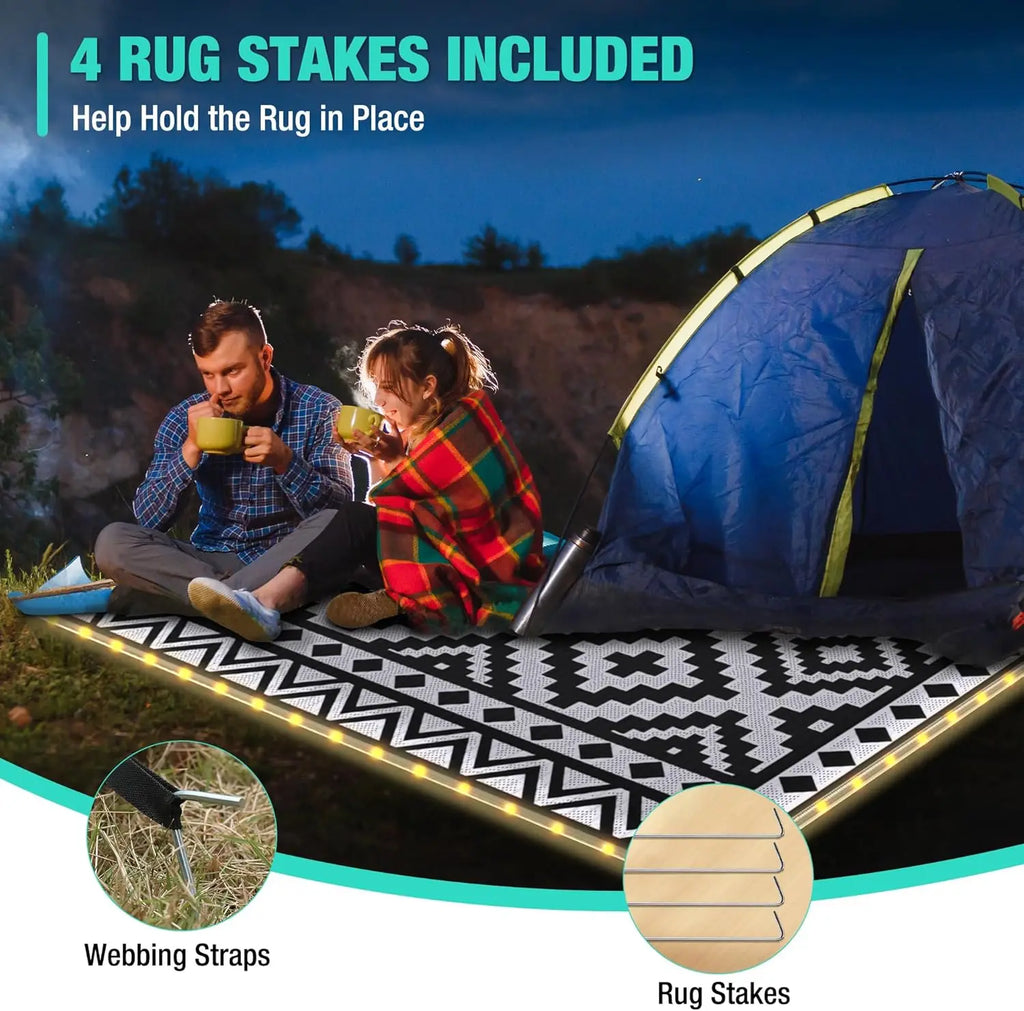 5'X8' Waterproof Outdoor Rug with LED Lights