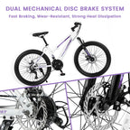 Mountain Bike 24, 26 Inch Wheels, 21-Speed Disc Brake, 15" Steel Frame Front Fork Suspension