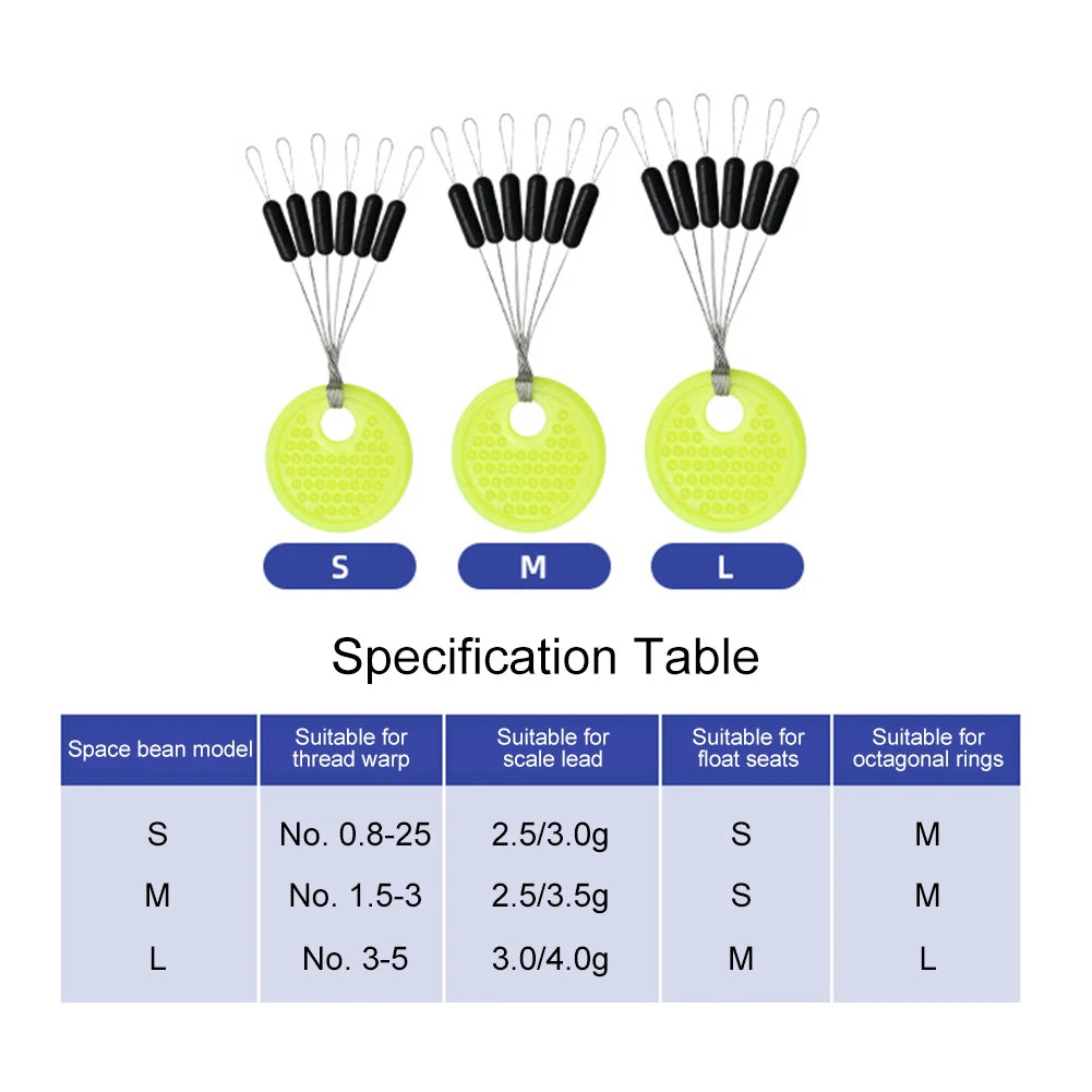 60-600Pcs Rubber Space Beans Bobber 10PCS/SET