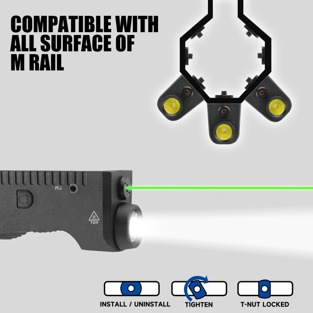 1650 Lumens Strobe Function,Light Laser Combo, Flashlight and Green Laser Sight