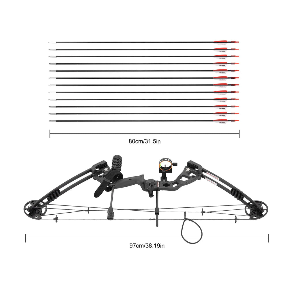 30-55 lbs Compound Bow Adjustable Draw Weight and Length with 3-Pin Sight