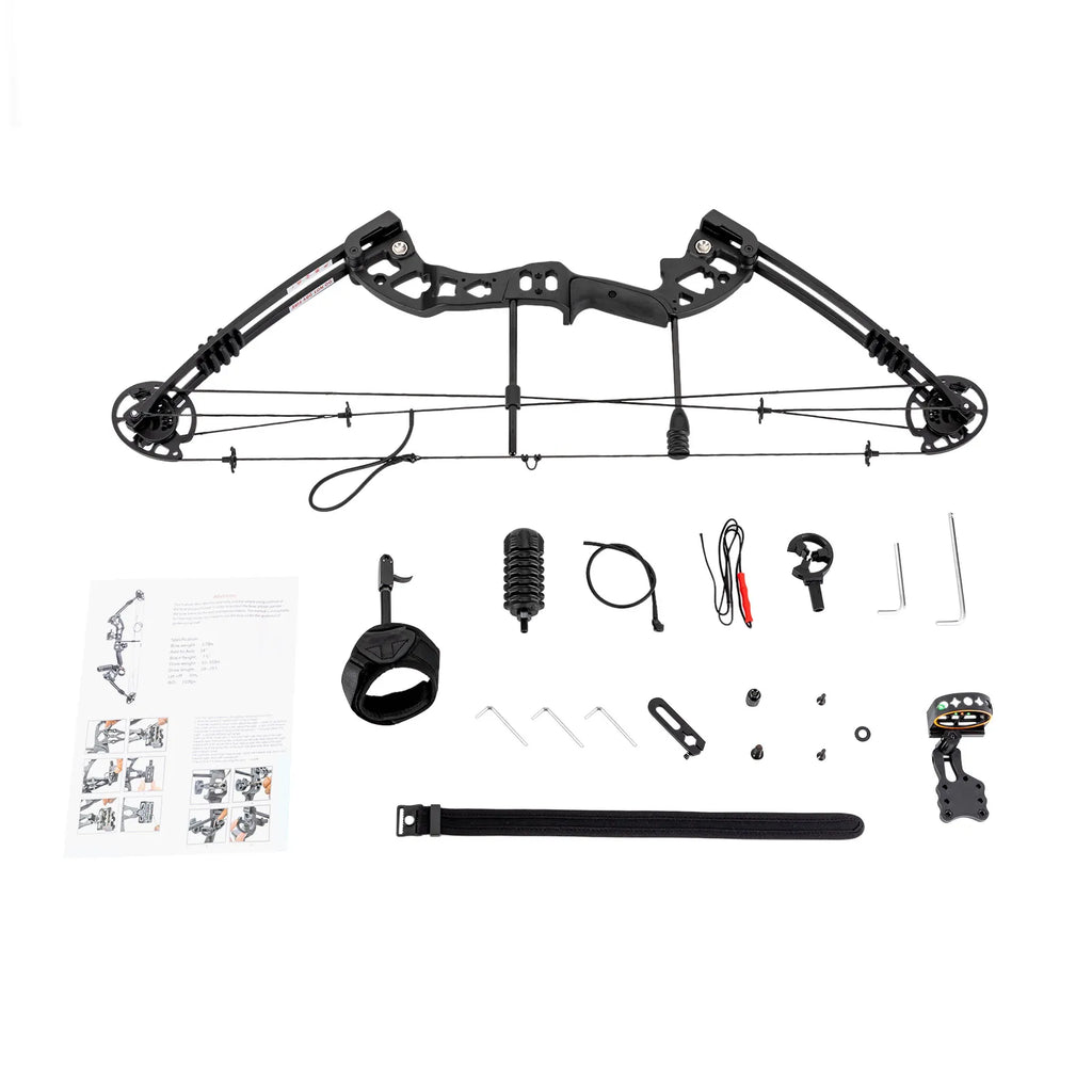 30-55 lbs Compound Bow Adjustable Draw Weight and Length with 3-Pin Sight