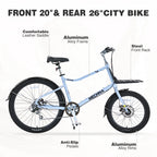 7 Speed, Aluminum Alloy Frame 26 Inch Cargo Bike