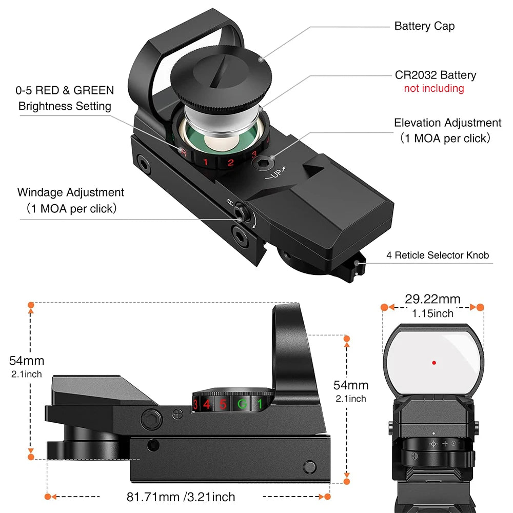 Hunting Optics Reflex Sight with 20mm Rail