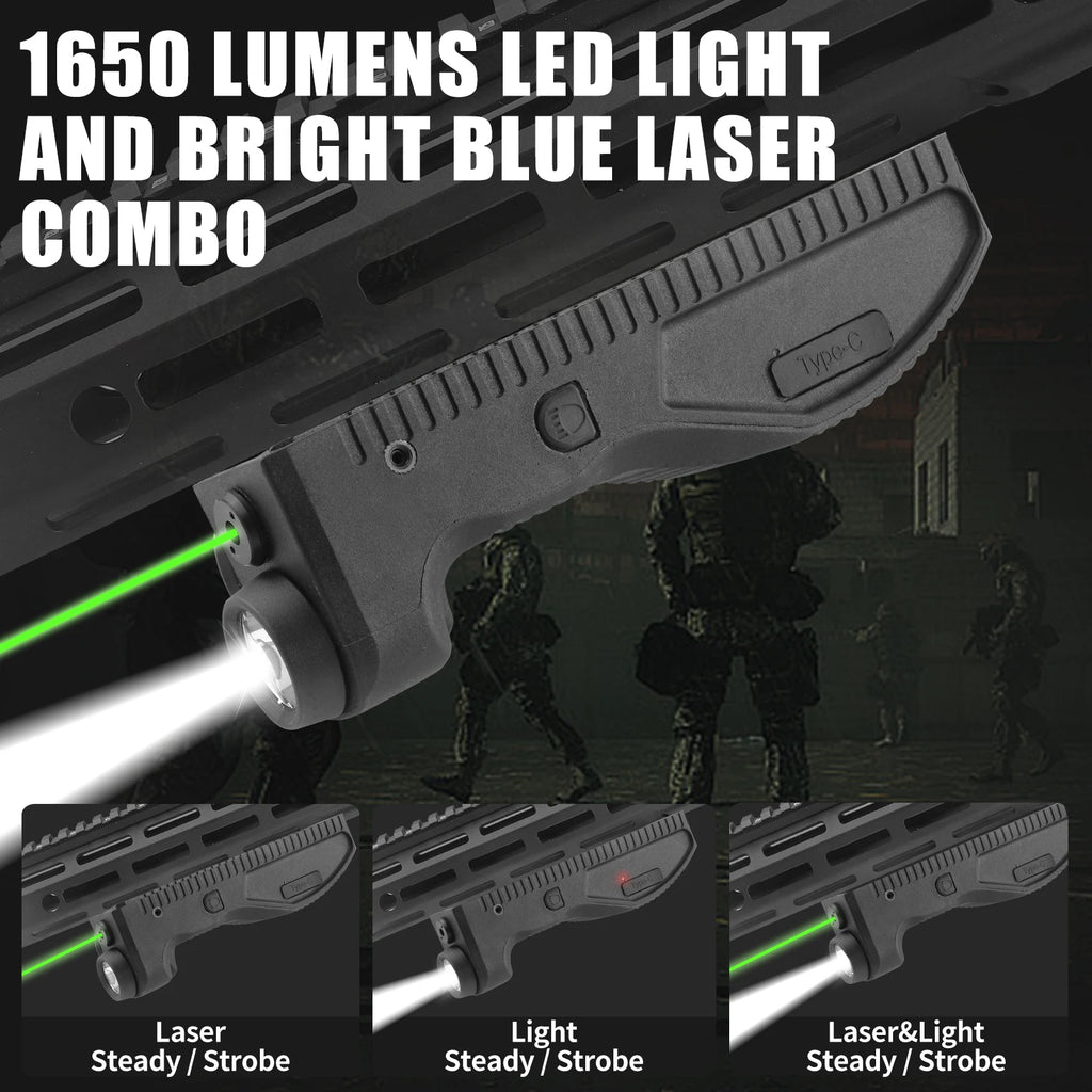 1650 Lumens Strobe Function,Light Laser Combo, Flashlight and Green Laser Sight