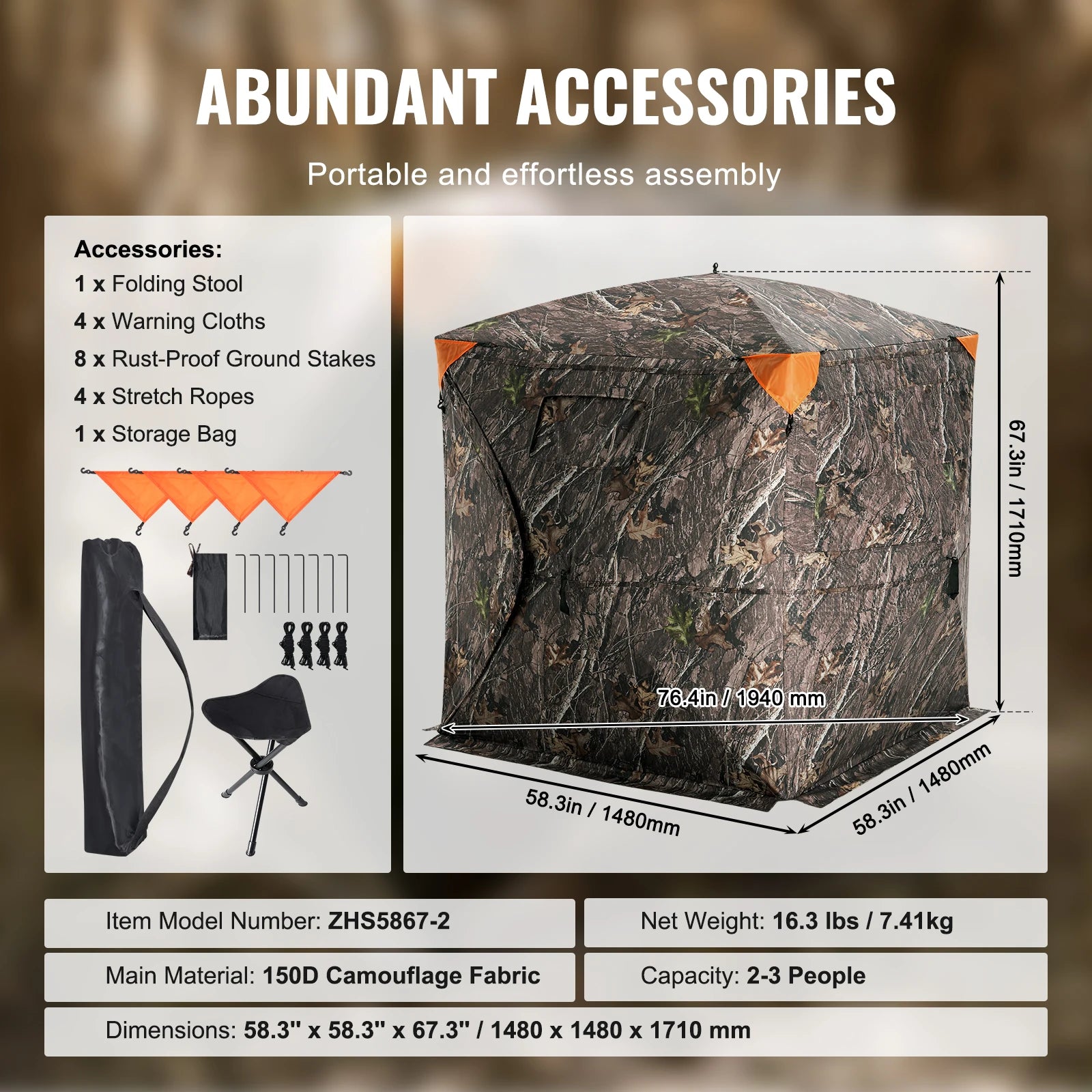 Hunting Blind  270° See Through Ground Blind