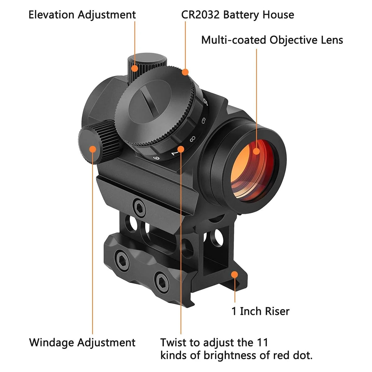 Red Dot Sight 1x25mm Reflex Sight