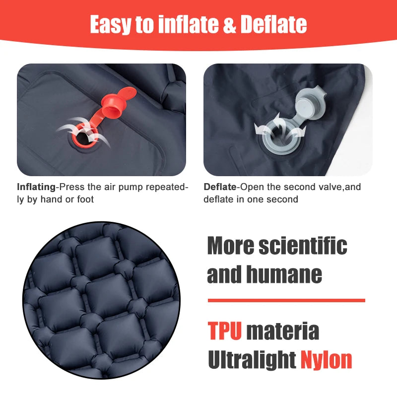 Outdoor Sleeping Pad Inflatable Mattress Built-in Pump