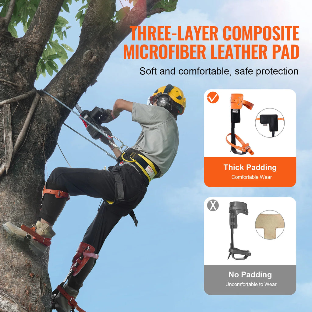 350lbs Load Capacity Tree Climbing Gear with Straps and Spike Protectors