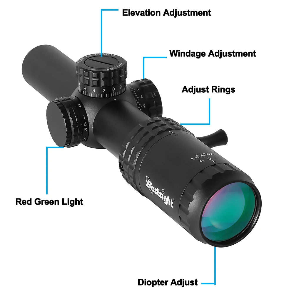 1-5X24 Tactical Optical Scope Red and Green Illuminated Reticle