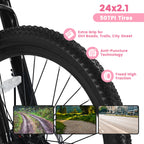 Mountain Bike 24, 26 Inch Wheels, 21-Speed Disc Brake, 15" Steel Frame Front Fork Suspension