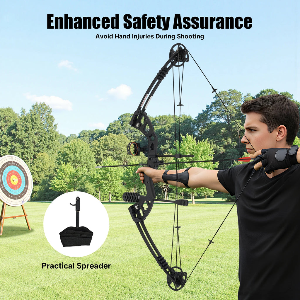 30-55 lbs Compound Bow Adjustable Draw Weight and Length with 3-Pin Sight