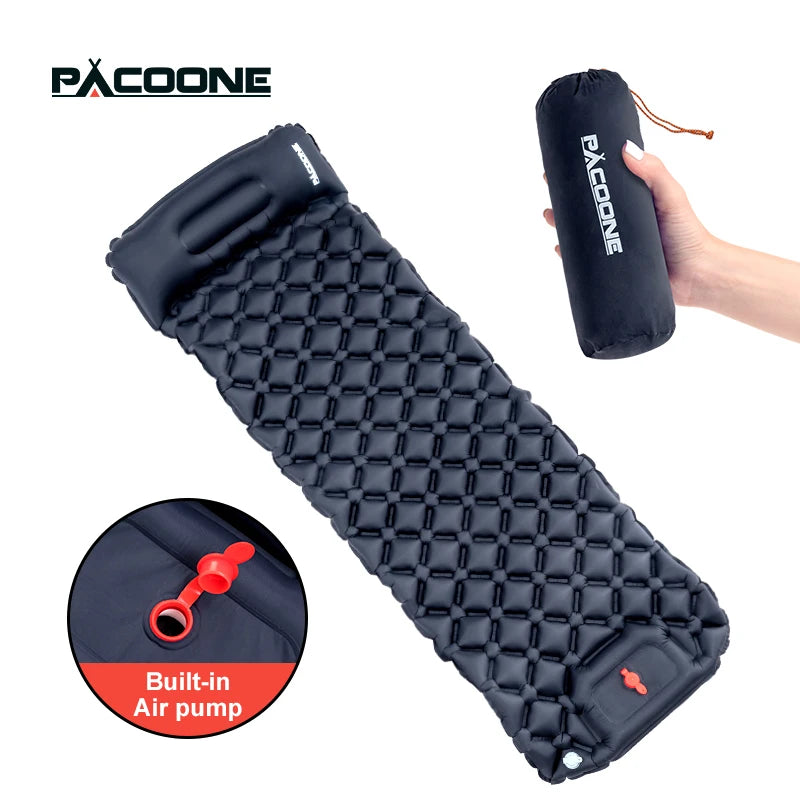 Outdoor Sleeping Pad Inflatable Mattress Built-in Pump