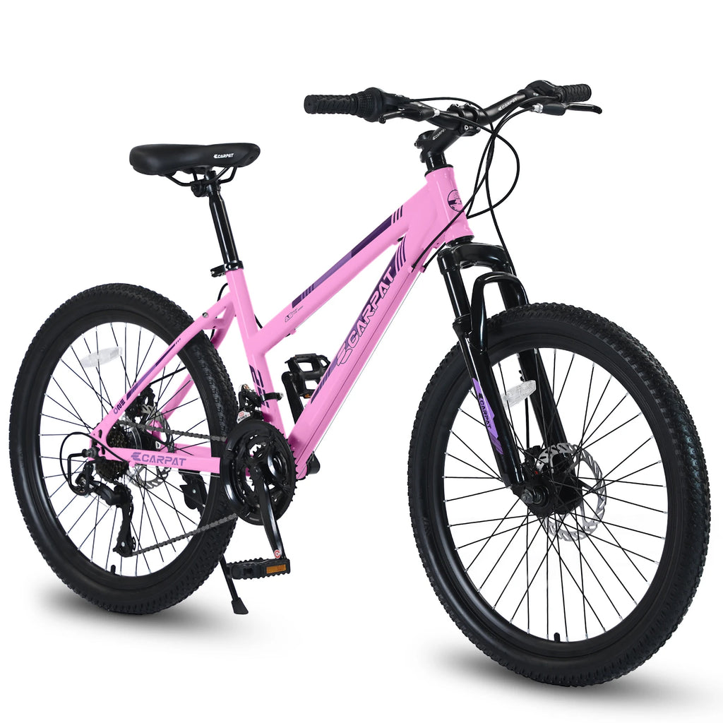 Mountain Bike 24, 26 Inch Wheels, 21-Speed Disc Brake, 15" Steel Frame Front Fork Suspension