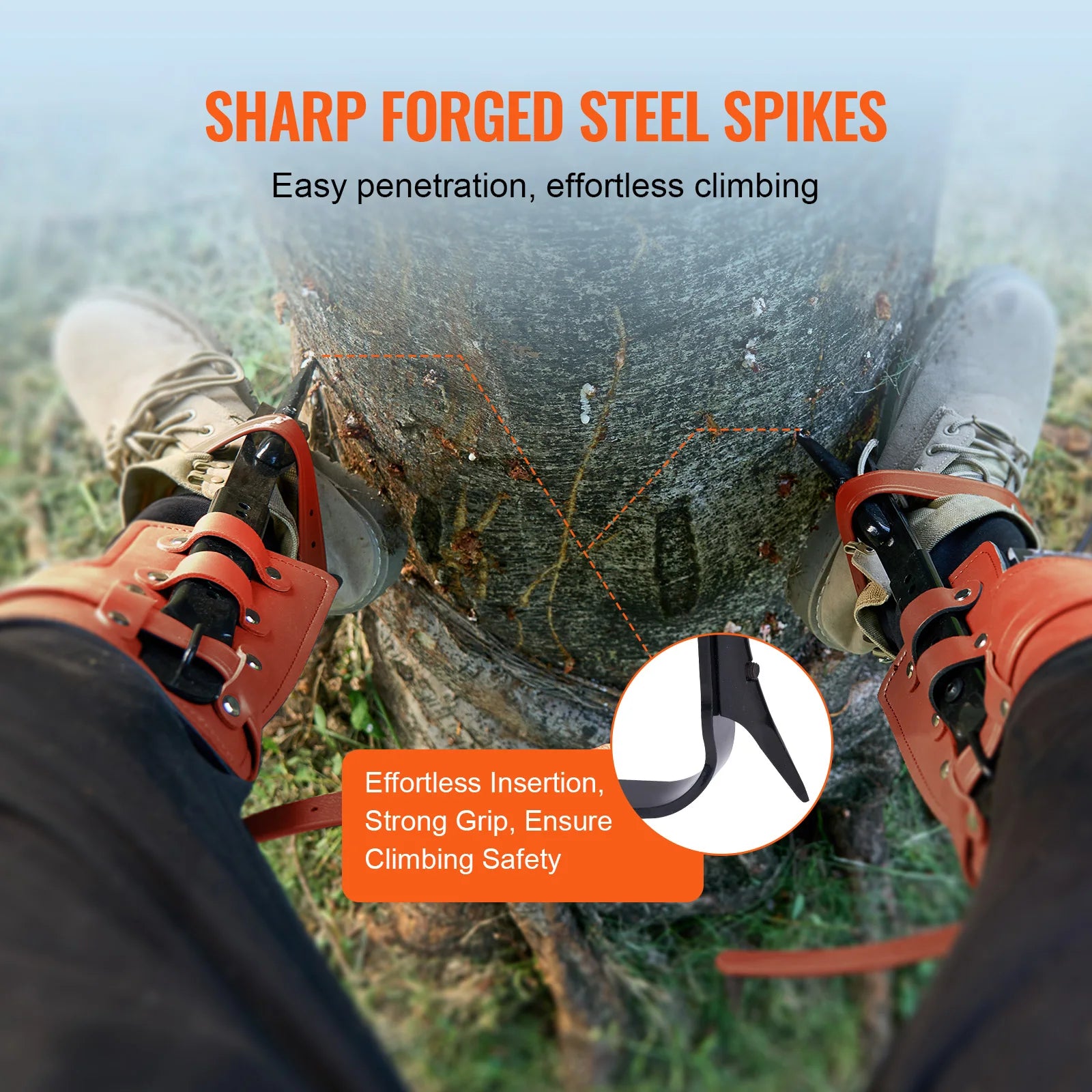 350lbs Load Capacity Tree Climbing Gear with Straps and Spike Protectors