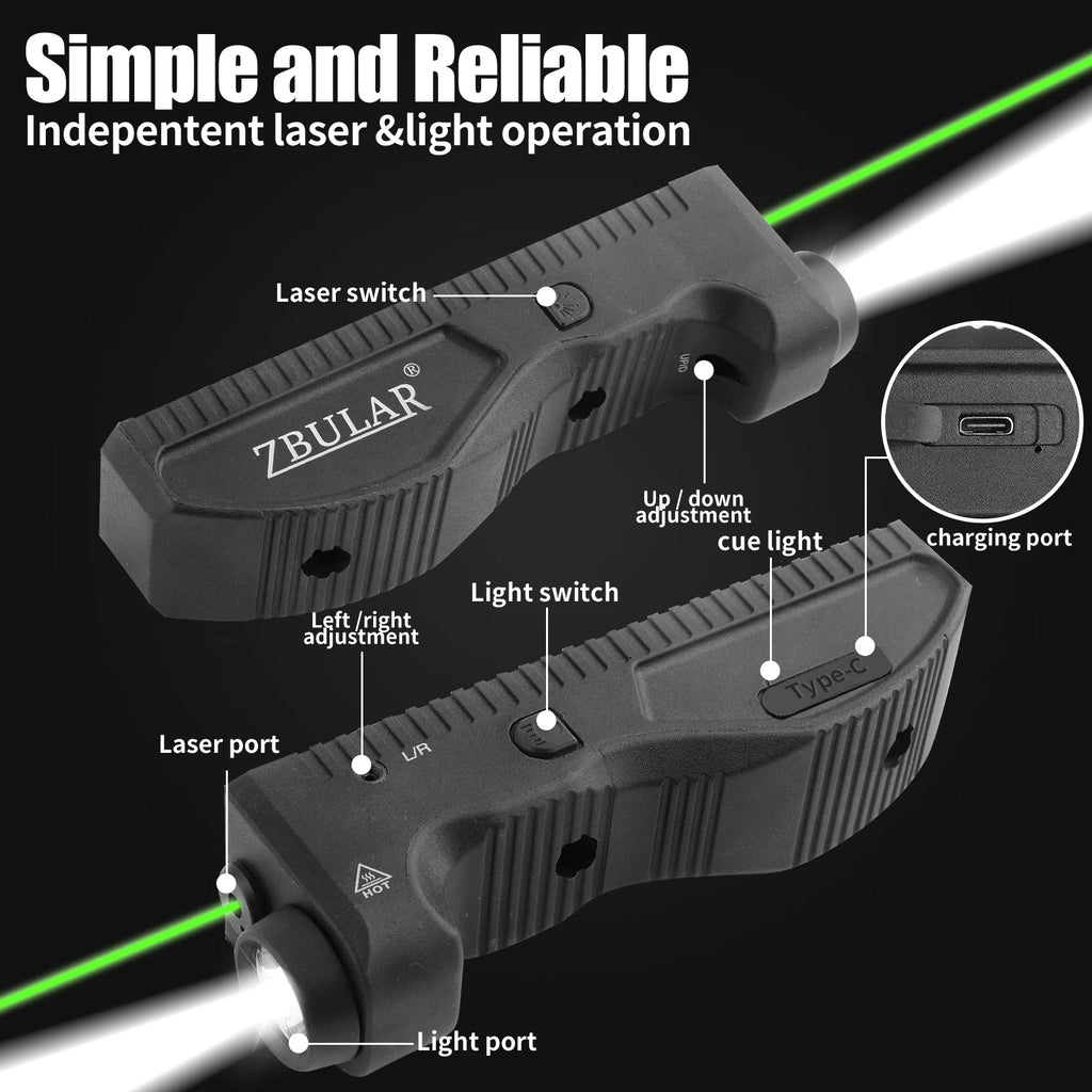 1650 Lumens Strobe Function,Light Laser Combo, Flashlight and Green Laser Sight