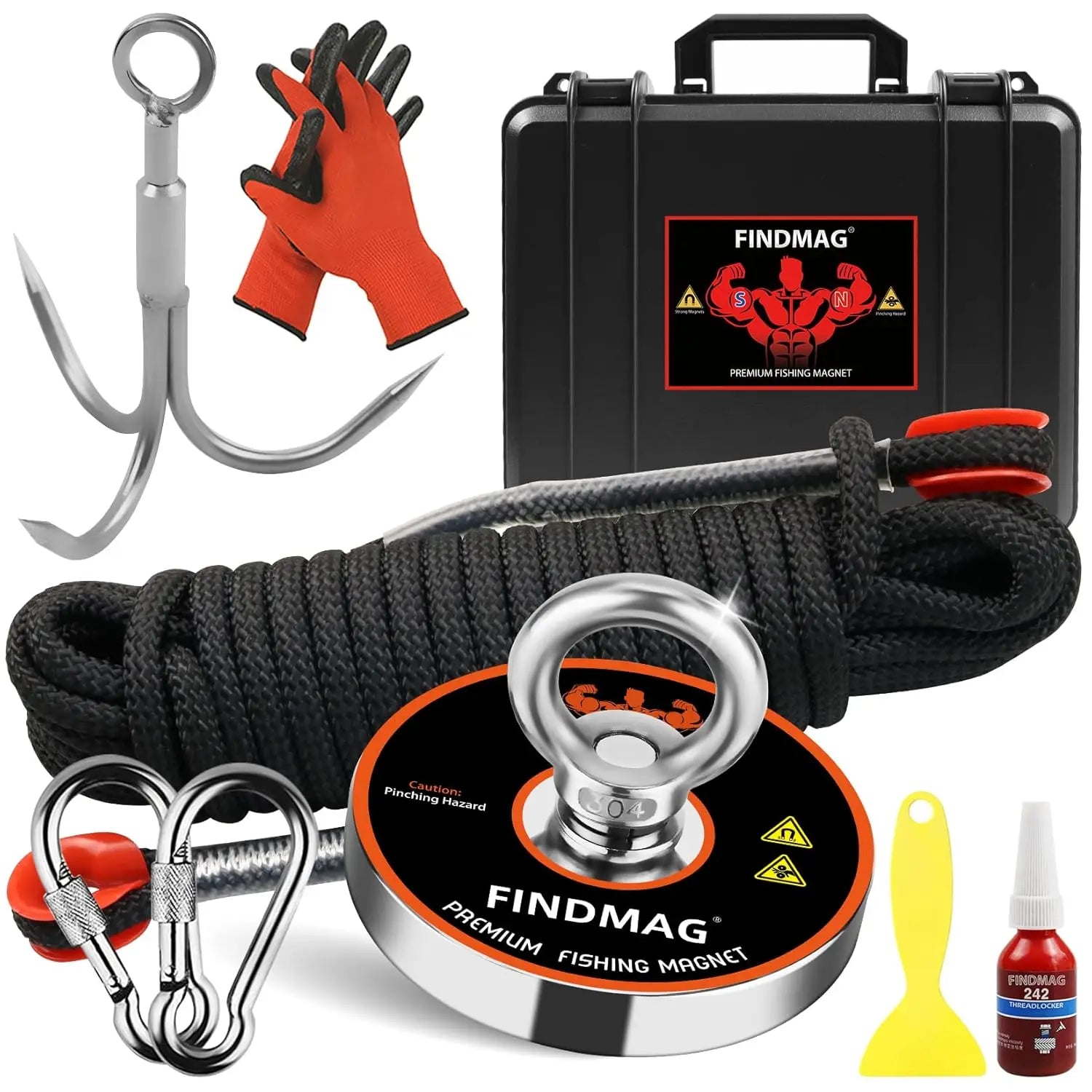 1000 LBS Fishing Magnet Kit with Waterproof Case