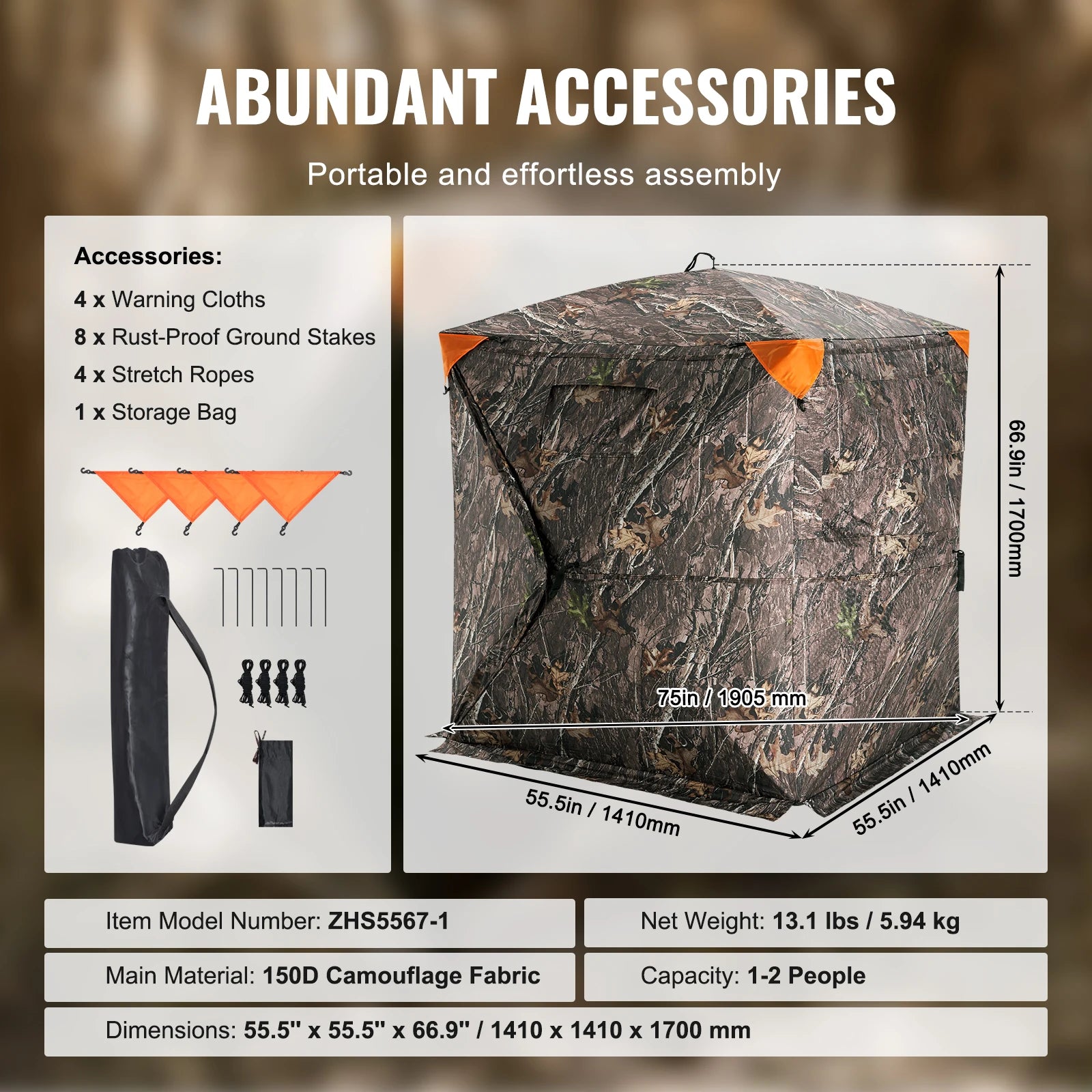Hunting Blind  270° See Through Ground Blind