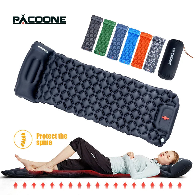 Outdoor Sleeping Pad Inflatable Mattress Built-in Pump